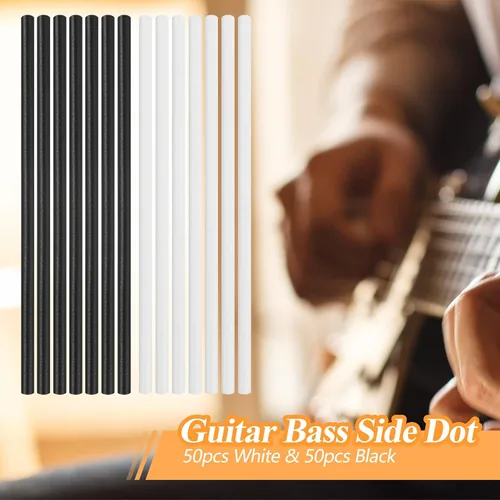 Vista 4 de 100 piezas de diapasón de guitarra, diapasón, punto lateral, instrumento musical, incrustaciones, puntos para bajo, 1.969 x 0.079 in, marcadores
