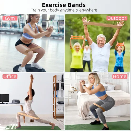 Vista 3 de Resistance Bands for Working Out, 5-Pack Elastic Exercise Bands for Strength Training, Stretching, Workout; Home Gym Equipment for Women Men