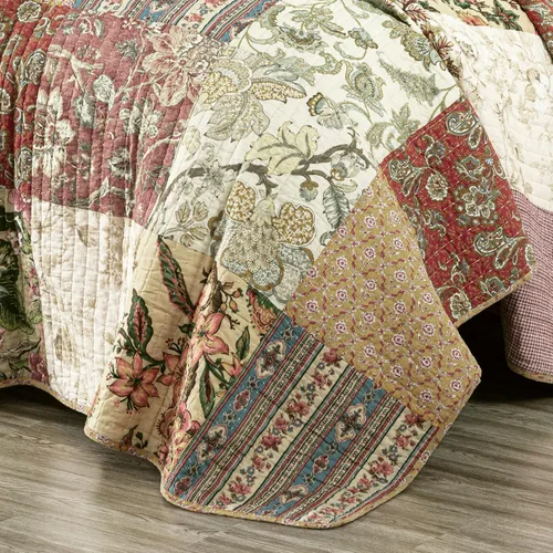 Vista 4 de Chezmoi Collection Delaney - Juego de edredón de 2 piezas, diseño floral de retazos prelavados, 100% algodón, tamaño individual