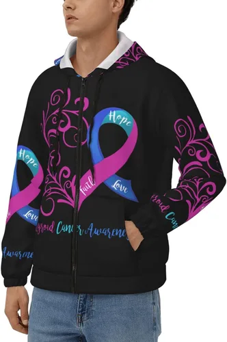Vista 3 de Sudadera con capucha para hombre y mujer con capucha para concientización sobre el cáncer de tiroides