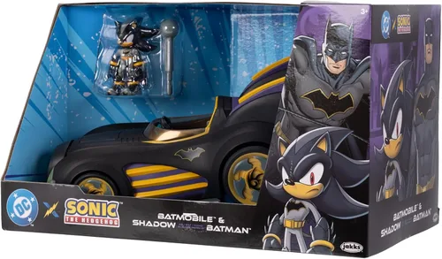 Vista 9 de ¡DC X Sonic Batmobile Shadow-fied! con figura de acción genial de Shadow de 2.5 pulgadas como Batman, de la serie de cómics DC x Sonic The Hedgehog