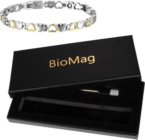 Vista 7 de BioMag Titanium Steel Magnetic Bracelet for Women Copper Rings w 3500 Gauss Magnets for Women Mom Jewelry Gift for Mothers Day