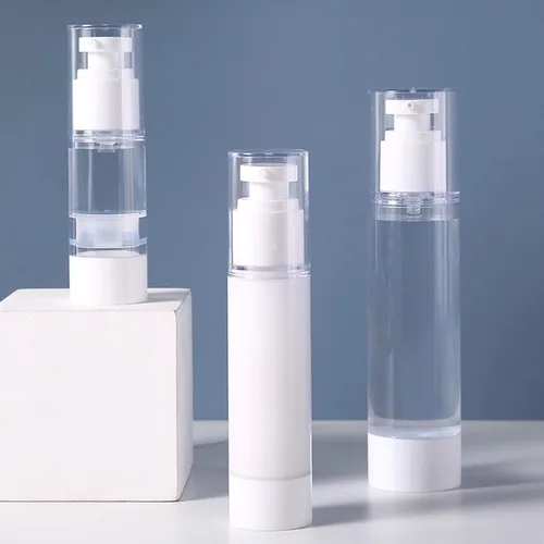 Vista 2 de 3 botellas de bomba sin aire de viaje, botellas de bomba sin aire, dispensador de bomba de maquillaje, botella de tamaño de viaje