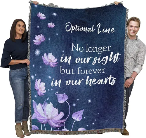 Vista 26 de Pure Country Weavers Manta con texto en inglés "I Am The Gentle Breeze Upon Your Face" con diseño de flores, para regalo de duelo y condolencia