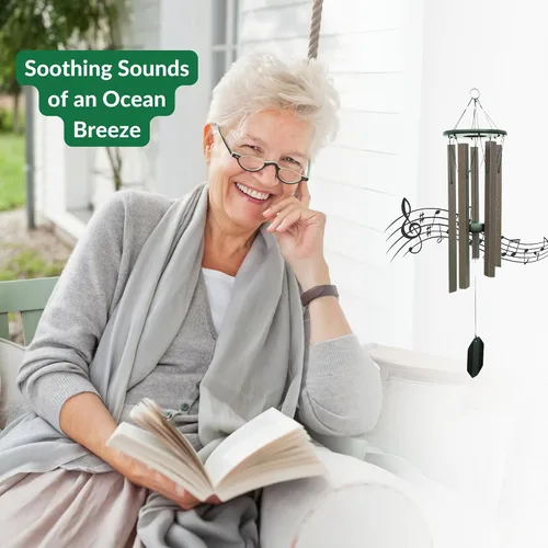 Vista 8 de Lambright Chimes Ocean Breeze - Campanilla de viento personalizada de bronce de 36 pulgadas de alto, campanillas de viento personalizadas