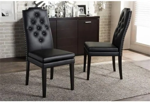 Vista 2 de Baxton Studio BBT5158-Sillas de comedor negras, 24.18LX18.72WX41.34H, Negro