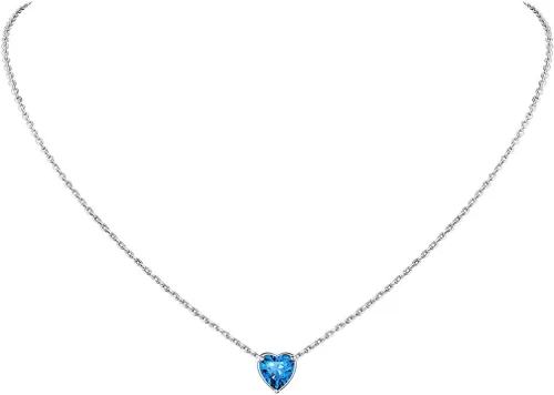 Vista 24 de Suplight 925 Sterling Silver Heart/Round Birthstone Necklaces for Women 01. Enero (Garnet)