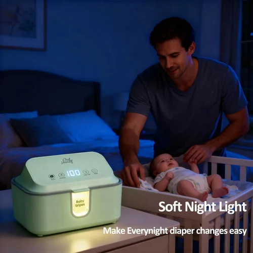 Vista 6 de Chefhandy Calentador de toallitas para bebés, calentador de toallitas y dispensador de toallitas húmedas para bebés con desinfectante de luz UV