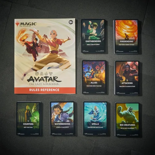 Vista 7 de Magic: The Gathering Avatar: The Last Airbender Caja para Principiantes Juego de cartas para 2 jugadores Incluye 2 mazos tutoriales, 8 medios