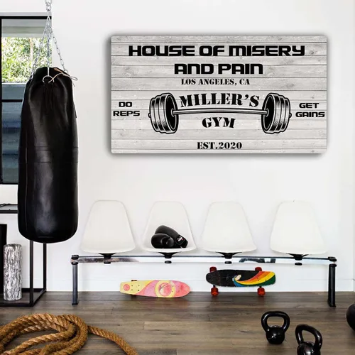Vista 11 de Tailored Canvases Letrero Personalizado de Gimnasio Arte de Pared Decorativo - Lienzo Motivacional para Gimnasio en Casa, Sala de Entrenamiento