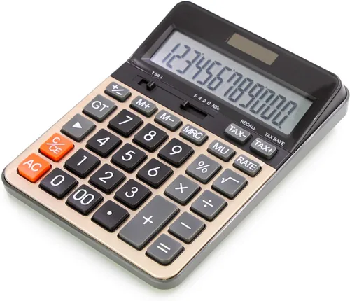 Vista 9 de OFFIDIX Calculadora electrónica de pantalla LCD de doble potencia de llave Negro