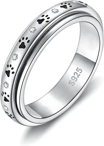 Vista 10 de 925 Sterling Silver Spinner Fidget Ring for Women