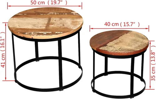 Vista 2 de Juego de mesa auxiliar de dos piezas de 2 piezas para sala de estar, mesa de centro y mesa auxiliar, mesas auxiliares simples, juego de 2 piezas
