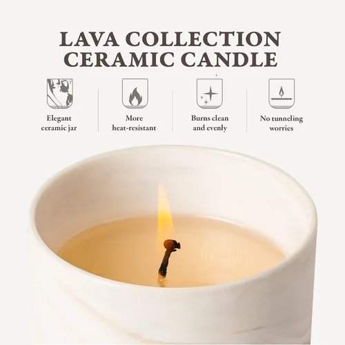 Vista 5 de Hidden Label Velas de soja perfumadas, Vela grande de 12oz Mango Guava en frasco de cerámica colección Lava, Regalos hermosos para cumpleaños