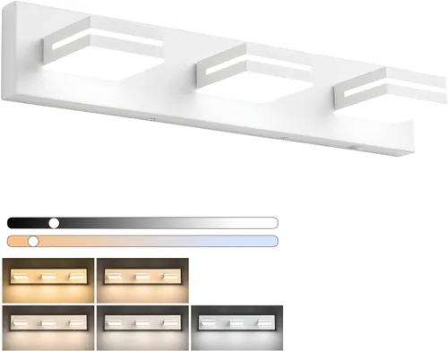 Vista 13 de SineRise - Lámparas LED modernas para tocador de baño (4 luces, 30 pulgadas) (5CCT, regulables), lámparas modernas de pared para baño de acrílico