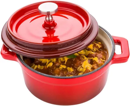 Vista 13 de Restaurantware Mini cacerola de 8 onzas, 1 mini horno holandés con tapa, esmaltado redondo de hierro fundido negro, mini cocotte resistente