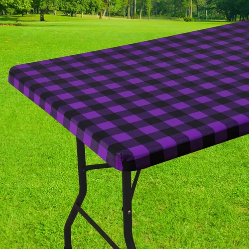 Vista 42 de Smiry Mantel cuadrado de pícnic, manteles de vinilo elásticos impermeables, fundas de mesa de lana cuadriculada con parte trasera de franela
