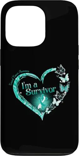 Vista 10 de Teal Ribbon Butterfly Cervical Cancer I'm A Survivor Case for iPhone 17