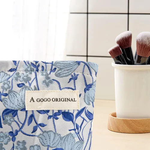 Vista 4 de Bolsas de cosméticos para mujer, bolsa de maquillaje estética grande, organizador de cuidado de la piel, bolsa de maquillaje floral, bolsas lindas