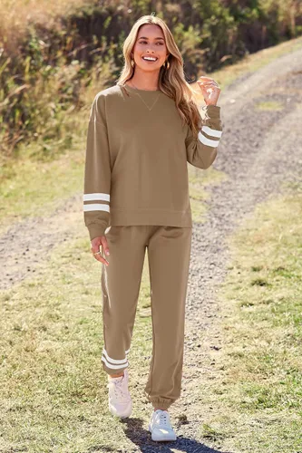 Vista 128 de Prettygarden - Conjunto de pijama de dos piezas para mujer, diseño de teñido anudado, sudadera informal de manga larga con pantalones largos, ropa