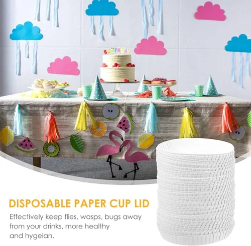 Vista 7 de Cabilock Fundas desechables para tazas, 100 unidades, tapas de papel de 2.55 pulgadas, tapas calientes para café, té, jugo en hoteles, restaurantes