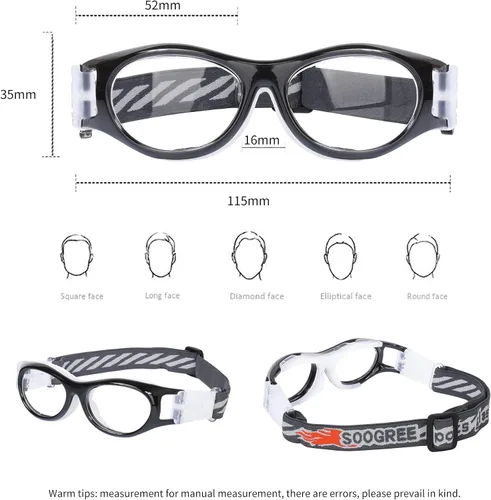Vista 2 de SooGree Gafas deportivas para niños – Gafas de baloncesto y fútbol – Gafas de seguridad para niños – Anteojos antigolpes – Marco 7-14