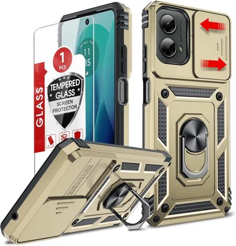 Vista 134 de LeYi Funda para Moto G Stylus 2022 4G (no compatible con 5G), funda para Moto G Stylus con 2 protectores de pantalla, funda protectora de grado Oro