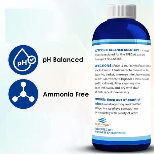 Vista 7 de NORTHWEST ENTERPRISES Solución de limpiador ultrasónico de gafas. Limpiador de gafas ultrasónico concentrado para uso en máquinas sónicas