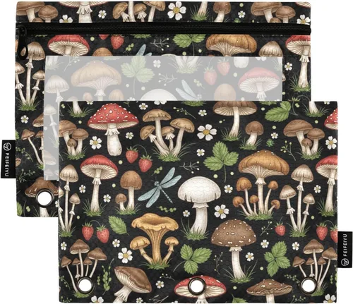 Vista 38 de Estuche de béisbol blanco para lápices de 3 anillas, paquete de 2 carpetas para lápices, estuche transparente con cremallera, bolsa de cosméticos