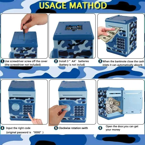Vista 9 de 3 huchas electrónicas para niños, 3 unidades, gran juguete de regalo para niños y niñas, caja de ahorro de dinero con contraseña, regalo perfecto