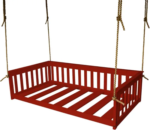 Vista 26 de Amish-Made - Cama de columpio de madera negra con cuerdas Pintura negra
