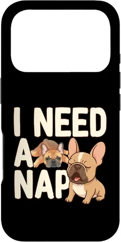 Vista 30 de I Need a Nap Funny French Bulldog Mom Life Tired Parent Case for iPhone 16