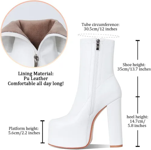 Vista 7 de Lovee Cosee Platform Boots for Women Chunky High Heel GoGo Boots Ankle Booties