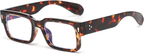 Vista 23 de PORADAY Gafas rectangulares para mujeres y hombres, lentes de luz azul, anteojos cuadrados negros