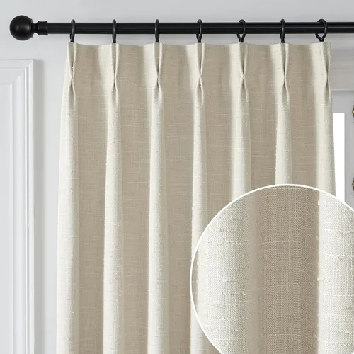 Vista 8 de Cortinas semitransparentes con textura de lino natural gris para sala de estar/dormitorio, con pestaña trasera, 2 paneles, 40 pulgadas de ancho x 84