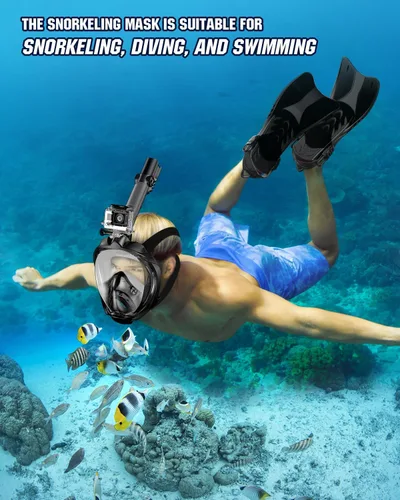 Vista 6 de WSTOO Mask Fins Snorkel Set,Snorkeling Gear for Adults,Full Face Snorkel Mask & Adjustable Swim Fins,Dry Top System Anti-Fog Anti-Leak