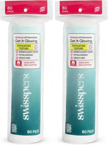 Vista 17 de Swisspers - Círculos exfoliantes premium de algodón – 80 unidades (paquete de 3) – 100% algodón puro, almohadillas de superficie de doble cara