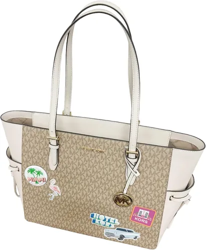 Vista 9 de Michael Kors Gilly Jet Set - Bolso grande con cremallera y cordón, Crema Claro Mk, Cordón