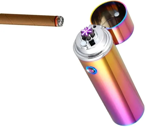 Vista 6 de Encendedor eléctrico de triple arco USB - Encendedor recargable sin llama a prueba de viento - Multicolor
