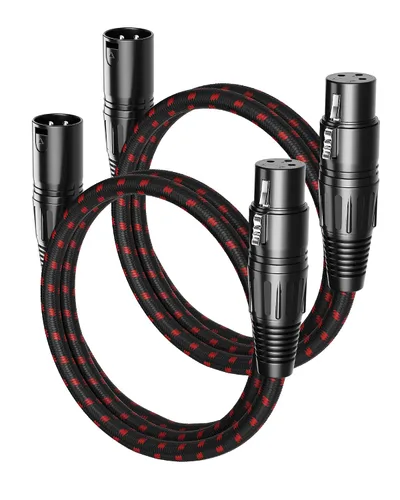 Vista 30 de Cable corto XLR, cable de micrófono de 1 pie, paquete de 2 unidades, toda la longitud de 6 pulgadas a 100 pies, cable de micrófono equilibrado