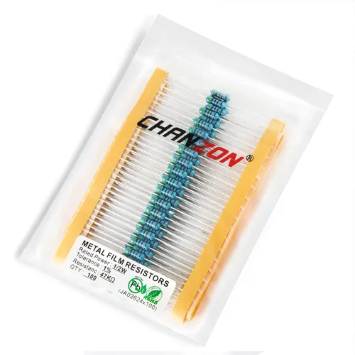 Vista 71 de Chanzon 100pcs 1/2W (0.5W) 1 Ω ohmios Resistencia fija de película metálica 0.01 ±1% Tolerancia 1R MF Orificio pasante Resistencias limitadoras