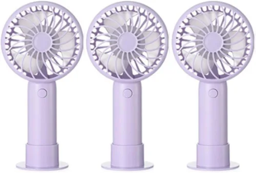 Vista 10 de Tujoe Mini ventilador de mano potente de 3 velocidades, ventilador personal pequeño portátil recargable con base USB para mujeres, maquillaje