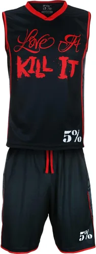 Vista 5 de 5% Nutrition Rich Piana Love It Kill It - Camiseta de baloncesto roja y negra