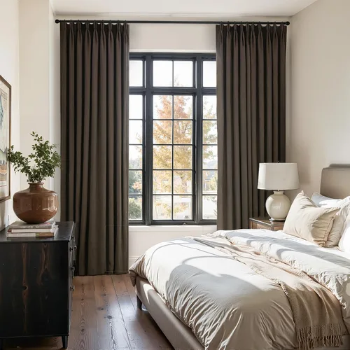 Vista 5 de Cortinas opacas de terciopelo gris pardo de 96 pulgadas de largo, para sala de estar y dormitorio, modernas, elegantes y de lujo, bloqueo de luz