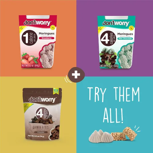 Vista 6 de Don't Worry Bocados orgánicos de quinua Sabor a nuez de chocolate y almendras Caramelo sin azúcar, 4 calorías por pieza, galletas cetogénicas