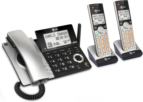 Vista 12 de AT&T CL84207 DECT 6.0 Teléfono con cable de 2 teléfonos para el hogar con largo alcance, contestador, bloqueo de llamadas, locutor de identificación