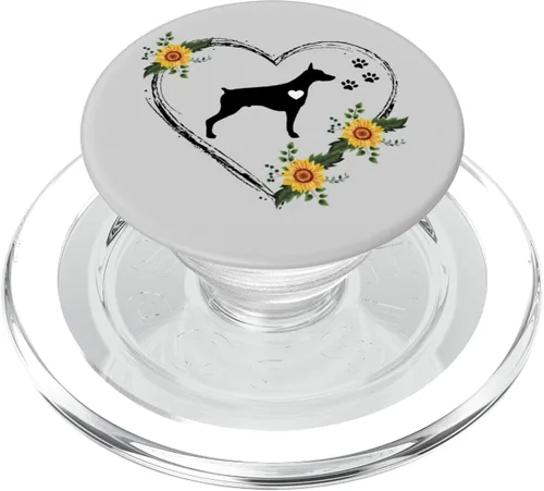 Vista 7 de Doberman - PopSockets intercambiables con huellas de patas en color gris