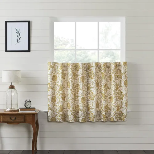 Vista 14 de VHC Brands Dorset Cortina de cenefa para ventana, floral, azul marino, 16 x 73 pulgadas