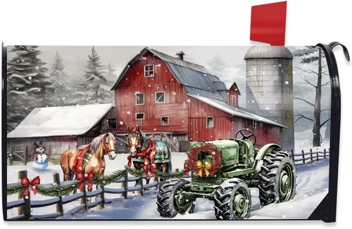 Vista 5 de Briarwood Lane Funda de buzón de gran tamaño de Navidad en la granja