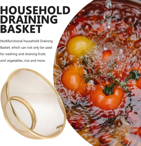Vista 6 de Stainless Steel Fine Mesh Rice Strainer Bowl Colander Basket for Washing Fruits Vegetables Grains and Pasta Multifunctional Kitchen Drain Basket